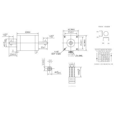 Стъпков мотор NEMA 17 /17HS6416D6L22P5.5-12 (B25P5.5-12)-X2-T